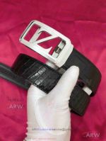 AAA Replica Ermenegildo Zegna Black Leather Belt - SS Buckle